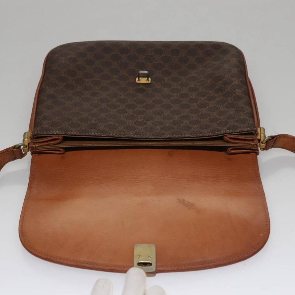 CELINE Macadam Canvas Shoulder Bag PVC Leather Brown Auth 108734 - Picture 9 of 16